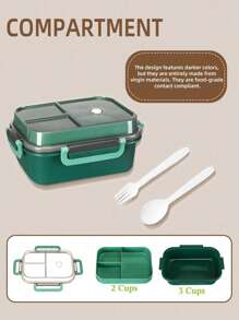 1pc 2 Layer Compartment Lunch Box, School Lunch Box With Fork And Spoon,Food Containers For Women & Men, Students,Set Of Utensil , Bento Lunch Box, Microwavable,Food Container(Pink),Back To School Christmas For Holiday Gift Giving