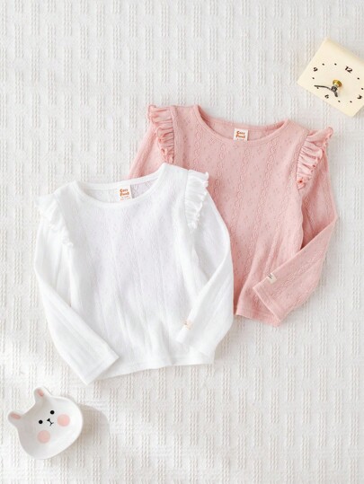 Cozy Pixies 2pcs Baby Girl Solid Color Knit Soft Round Neck Ruffle Trim Long Sleeve Sweater Set Baby Girl Long Sleeve Shirt Baby Girl Tops Baby Girl Ruffle Shirt Knit Top Baby Girl Eyelet Baby Top Baby Girl Ruffle Sleeve Top Toddler Girl Ruffle Sleeve Top Baby Ruffle Shirt Toddler Ruffle Shirt Toddler Girl Long Sleeve Shirt Baby Girl Cotton Top Baby Girl Knit Top Fall Winter