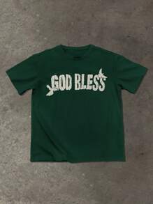 Manfinity EMRG Men's Casual Summer T-Shirt With Figure & Letter Print - Dark Green - View 6