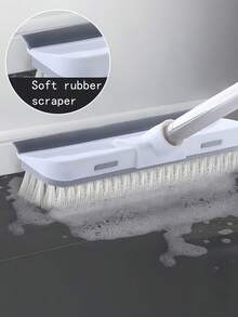 SHEIN 1 件（二合一）长柄硬毛地板刷，适用于深层清洁甲板、浴室、浴缸、瓷砖、灌浆、厨房、游泳池、露台、车库 - 灰色 - 适合房主和清洁爱好者 - 重型清洁的理想选择 - 乔迁贺礼 - 白色 - 查看 11