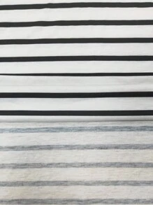 SHEIN Women's V-Neck Short Sleeve Loose Striped Heart Print Bestselling T-Shirt - Multicolor - View 6