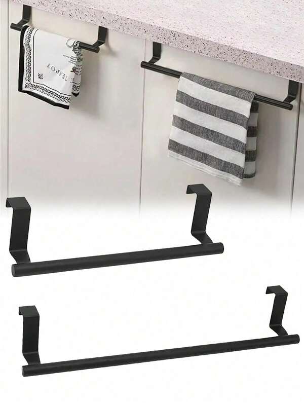 SHEIN Stainless Steel Towel Rack Multi-Purpose Single Door Bathroom Kitchen Cabinet Towel Rag Rack Shelf Hanger Punch-Free Rag Hanger