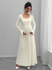 Momance 优雅甜心领口系带喇叭袖孕妇装