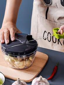 1 pieza Picadora de verduras de cocina, procesador de alimentos manual multifuncional, picadora de ajo de tracción manual portátil, cortadora de cebolla para verduras, jengibre, frutas, nueces, hierbas, etc. (2 tamaños disponibles: 500 ml, 900 ml) Gris, Navidad