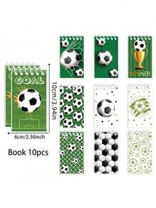 SHEIN 8 pezzi casuali Taccuino a spirale con motivo calcio, tascabile, blocco note mini, memo pad per feste a tema sportivo, forniture scolastiche, ritorno a scuola