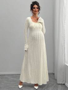 Momance 优雅甜心领口系带喇叭袖孕妇装