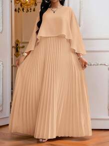 Fleurora Spring And Summer Elegant Commuting Office Party Wedding Cocktail Party Concert/Music Festival Champagne Woven Chiffon Round Neck Flared Lace Up Pleated Quarter Sleeves Plus Size Dresses Elegant Women Dresses Classy Outfits Summer Outfits For Women Spring Outfits For Women Wedding Guest Dress Women Dresses For Women Elegant Birthday Outfits For Women Church Clothes Women Concert Outfit Women Cruise Attire Women Birthday Dress Classy Outfits For Women Church Dresses For Women Tea Party Outfit Dress For Wedding Guest Bridal Shower Dress Champagne  Concert Birthday&Event Dresses Church Dresses Wedding Dresses Holiday Dresses Champagne Dresses