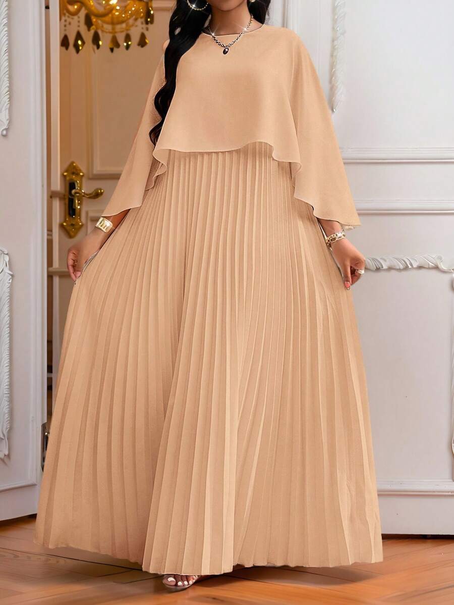 Fleurora Spring And Summer Elegant Commuting Office Party Wedding Cocktail Party Concert/Music Festival Champagne Woven Chiffon Round Neck Flared Lace Up Pleated Quarter Sleeves Plus Size Dresses Elegant Women Dresses Classy Outfits Summer Outfits For Women Spring Outfits For Women Wedding Guest Dress Women Dresses For Women Elegant Birthday Outfits For Women Church Clothes Women Concert Outfit Women Cruise Attire Women Birthday Dress Classy Outfits For Women Church Dresses For Women Tea Party Outfit Dress For Wedding Guest Bridal Shower Dress Champagne  Concert Birthday&Event Dresses Church Dresses Wedding Dresses Holiday Dresses Champagne Dresses