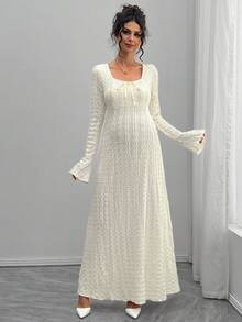 Momance 优雅甜心领口系带喇叭袖孕妇装