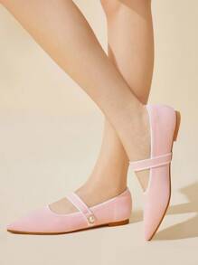 CUCCOO BASICS Damskie płaskie, dzianinowe półbuty z noskiem w szpic, wygodne, oddychające, codzienne/robocze - Różowy - Zobacz 3