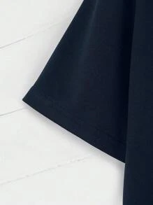 INAWLY Plus Slogan Graphic Tee Nothing Is IMPOSSIBLE Graphic Tees Women Tops - Navy Blue - View 3