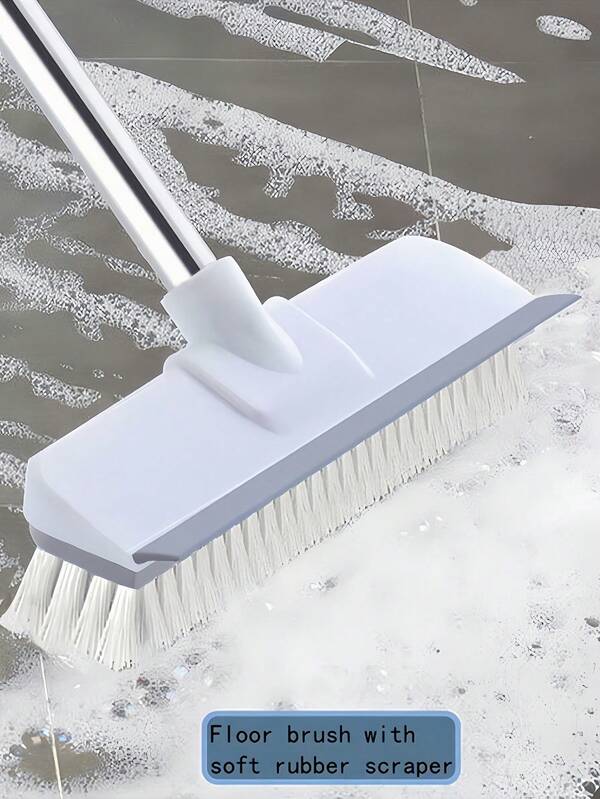 SHEIN 1 Stück (2-in-1) Bodenscheuerbürste mit langem Griff und steifen Borsten für gründliche Reinigung von Terrassen, Bädern, Wannen, Fliesen, Fugen, Küchen, Schwimmbädern, Terrassen, Garagen - Grau - für Hausbesitzer & Reinigungsbegeisterte - ideal für Schwerarbeit - tolles Geschenk zur Einweihung