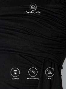 SHEIN LUNE Top asimétrico de un hombro negro con estilo francés chic de vibraciones urbanas de Halloween, para el verano y salir - Negro - Ver 7