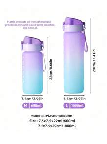 SHEIN Basic living 1pc Ombre Slogan Graphic Water Bottle - Purple - View 6