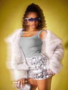 INAWLY Áo ba lỗ dây rộng ôm vừa vặn tối giản dành cho nữ, mặc thường ngày - Xám - Xem 2