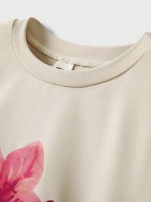 JNSQ Tee-shirt à manches longues imprimé pour fille pré-adolescente, style sport/casual pour l'automne/hiver. Top à manches longues chaud pour le layering. Tee-shirt à manches longues coloré et amusant, inspirant l'imagination des jeunes. Convient pour le port quotidien en automne/hiver, les activités extérieures, les vacances, le streetwear, les fêtes et les loisirs. - Kaki - Voir 5