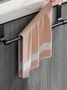 Stainless Steel Towel Rack Multi-Purpose Single Door Bathroom Kitchen Cabinet Towel Rag Rack Shelf Hanger Punch-Free Rag Hanger - Black - View 7