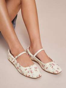 SHUZIA 女士优雅花卉印花方头玛丽珍鞋 - 彩色 - 查看 2