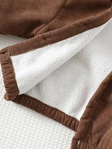 Cozy Pixies 男婴纯色连帽长袖夹克，百搭又舒适 - 棕色 - 查看 6