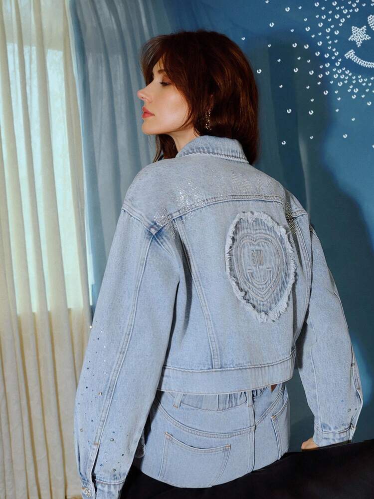 S.W.Smiley x MOTF DROP SHOULDER OVERSIZE FLAP POCKET CROP DENIM JACKET