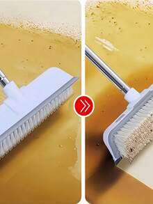 SHEIN 1 件（二合一）长柄硬毛地板刷，适用于深层清洁甲板、浴室、浴缸、瓷砖、灌浆、厨房、游泳池、露台、车库 - 灰色 - 适合房主和清洁爱好者 - 重型清洁的理想选择 - 乔迁贺礼 - 白色 - 查看 8