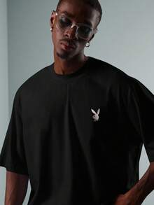 PLAYBOY X SUMWON Áo thun croptop in logo thỏ thời trang dạo phố cotton thường ngày có in hình đồ họa ở mặt sau - màu đen - Xem 5