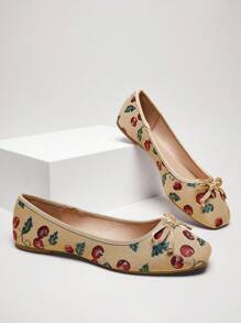 SHUZIA 女士休闲优雅舒适樱桃刺绣芭蕾平底鞋 - 彩色 - 查看 6