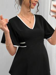 Momance Elegant Solid Color Fitted Shirt And Straight Leg Pants 2 Pieces Maternity Set - Black - View 7