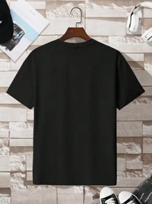 Manfinity Dauomo Men's Black Crew Neck Short Sleeve Basic Casual T-Shirt - Black - View 2