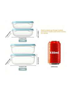 SHEIN Basic living Hộp bảo quản thực phẩm trong suốt 4 miếng - Xanh đậm - Xem 7