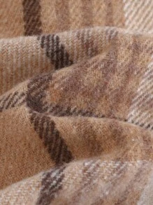 Cozy Pixies Cardigan a maniche lunghe con collo a revers a quadri cachi per bambino, casual e versatile per autunno/inverno