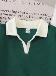 SHEIN Grey Short Top Paired With Casual Pants - Dark Green - View 8