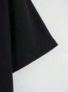 INAWLY Letter Graphic Crop Tee Graphic Tees Women Tops - Black - View 3