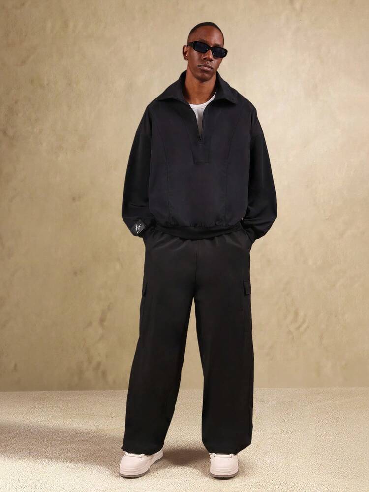 Essential Half Zip Panel Sweatshirt With High Collar