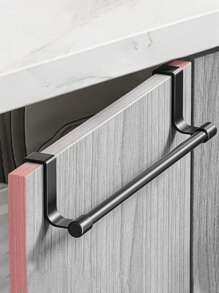 Stainless Steel Towel Rack Multi-Purpose Single Door Bathroom Kitchen Cabinet Towel Rag Rack Shelf Hanger Punch-Free Rag Hanger - Black - View 6