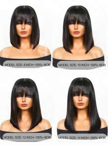 ALL READY WIG Bob Wig With Bangs All Ready Wig Pre Bleached Pre Plucked Pre-Cut Lace Melting Lace 4x4 Glueless Closure Wig 100% Human Hair 9AM HAIR