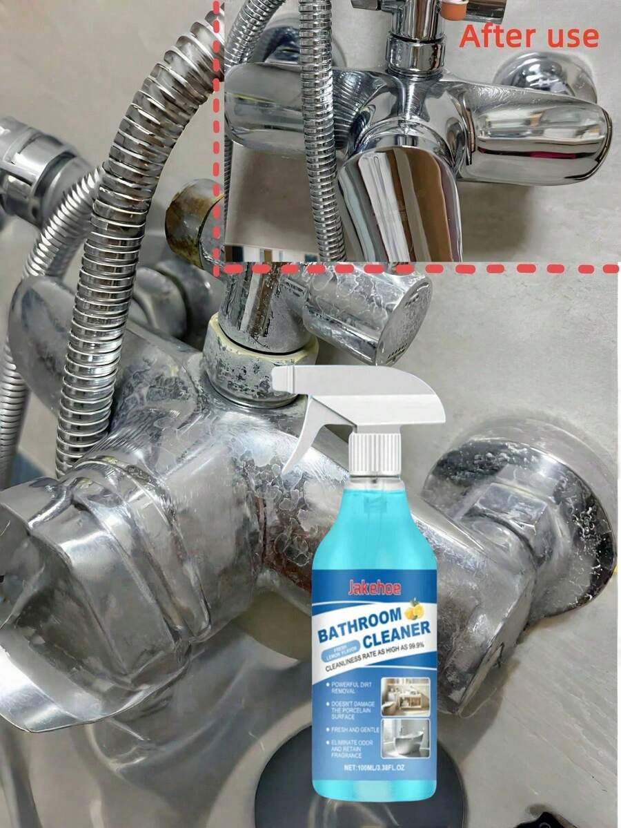 SHEIN 2pcs 100ml;Bathroom Cleaner;Cleans Bathroom, Stainless Steel Sink, Shower Room, Glass Bathtub, Removes Limescale;Essential For Staying At Home, Living In Dormitories, And Traveling; Portable