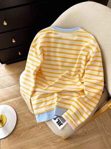 Resyla 女式撞色条纹拼接二合一上衣