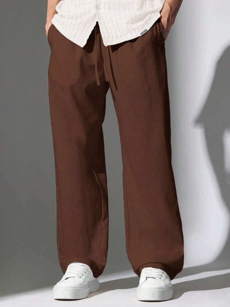 Pantalones skater con aspecto de lino y diseño de pierna ancha