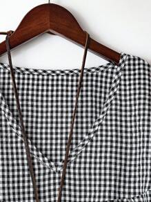 EMERY ROSE 2pcs Set: Striped 3/4 Sleeve Shirt & Casual Pants, Fashion Outfit - Black and White - View 4