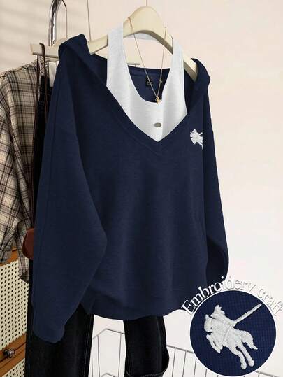 INAWLY 2 件套女式休闲露背背心和刺绣长袖衬衫套装