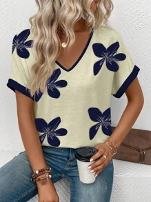 EMERY ROSE 女士畅销花卉图案休闲T恤 - 彩色 - 查看 6