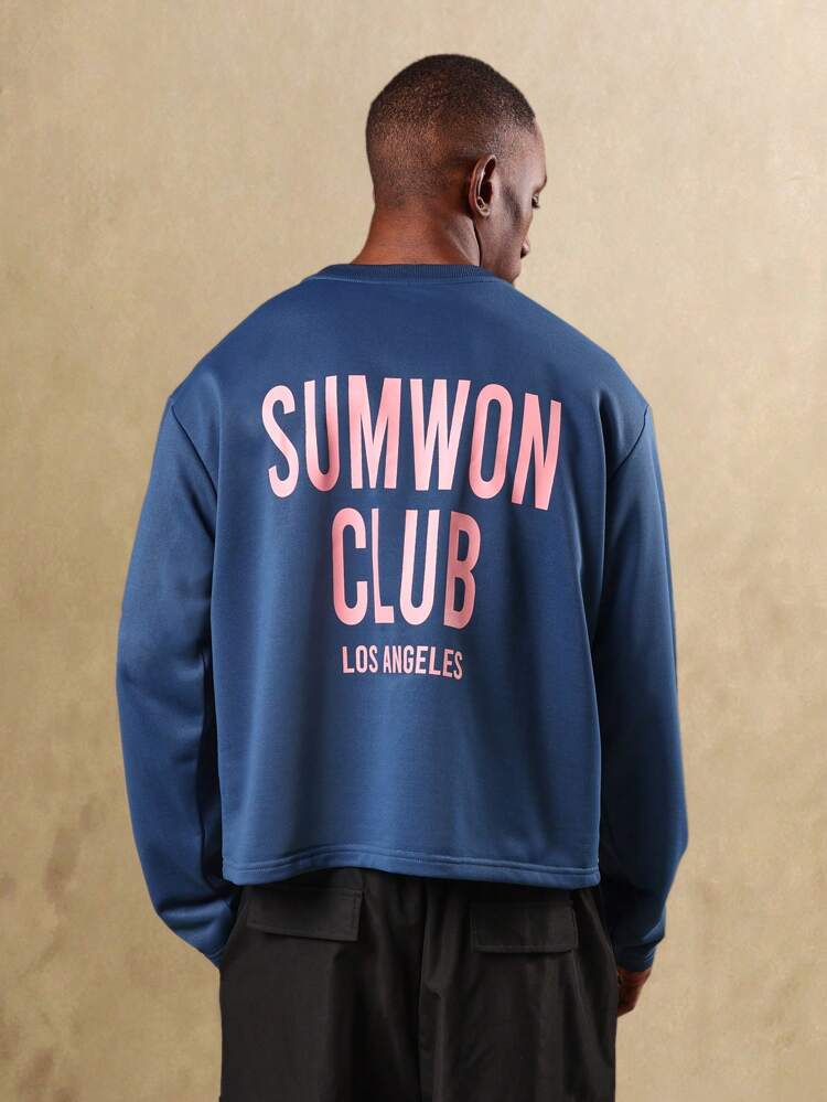 Oversized Sweatshirt With Crew Neck And Text Print