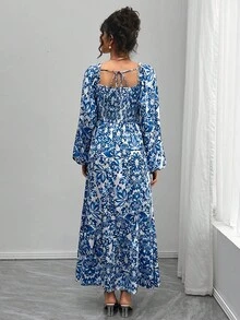 Momance Elegant Floral Print Dress For Pregnant Women, Suitable For Commuting - Blue - View 2