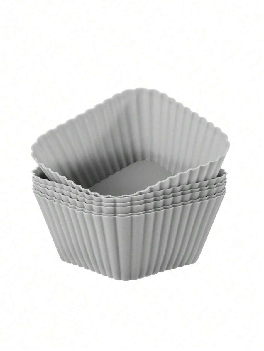 SHEIN Basic living 6pcs Square Silicone Cupcake Muffin Baking Cups Liners Reusable Non-Stick Cake Molds Sets - Grey - View 1