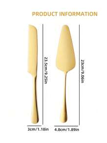 不锈钢烘焙餐具奶酪和面包刀和铲子套装，适用于披萨、蛋糕、馅饼、面包，非常适合餐厅、婚礼、生日宴会、甜点蛋糕刀、披萨铲。厨房和厨具、餐具学校用品、返校圣诞节节日送礼 - 金色 - 查看 8