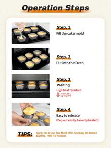 SHEIN Basic living 6pcs Square Silicone Cupcake Muffin Baking Cups Liners Reusable Non-Stick Cake Molds Sets - Grey - View 5