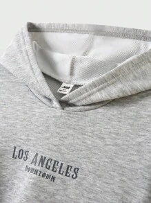JNSQ Moletom Folgado para Meninas Pré-Adolescentes, Estampa de Paisagem e Letras Casual, Adequado para Uso Diário no Outono e Inverno, Atividades ao Ar Livre, Férias, Streetwear, Festas e Lazer - Cinza - Visão 4