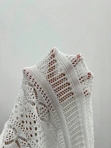 Momance Pregnant Women's Hollow Out Design Long Sleeve Front Tie Casual Thin Cardigan