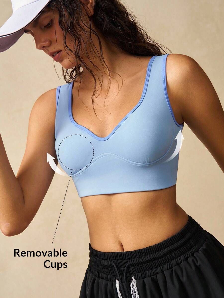 VARSIVA 撞色修身短款运动背心 - 彩色 - 查看 1